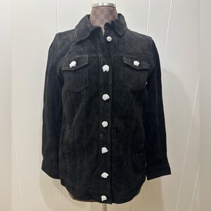 Dennis Basso Washable Suede Button Front Jacket NWT